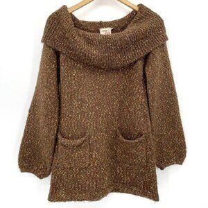 Twelve by Twelve Brown Alpaca Speckled Cowl Neck Oversized Medium Sweater